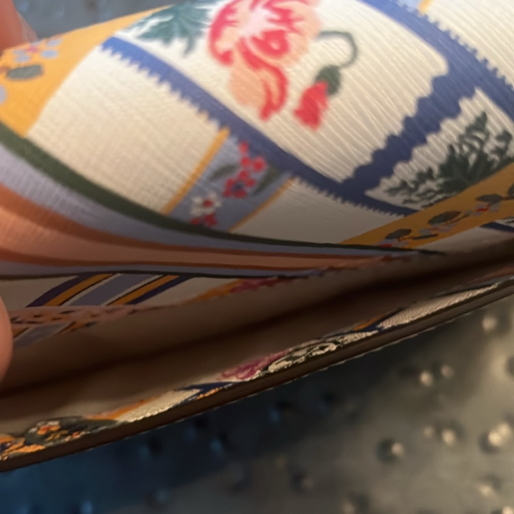 Tory Burch Kerrington Ribbon Weave Bias small Crossbody, cream w red, blue, gold - Picture 5 of 9